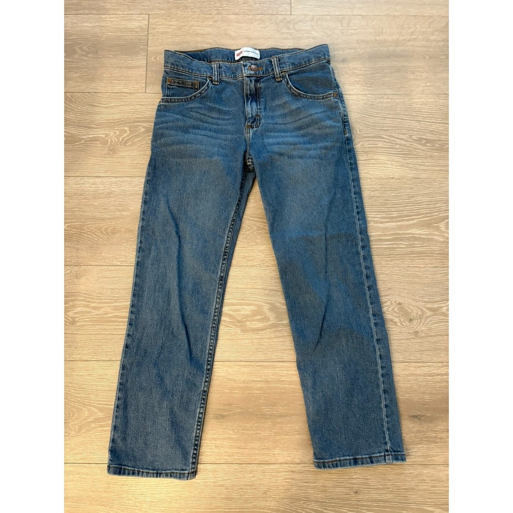 Wrangler Boys Blue Denim‎ Whisker Classic Straight Leg Jeans Size 12 Husky